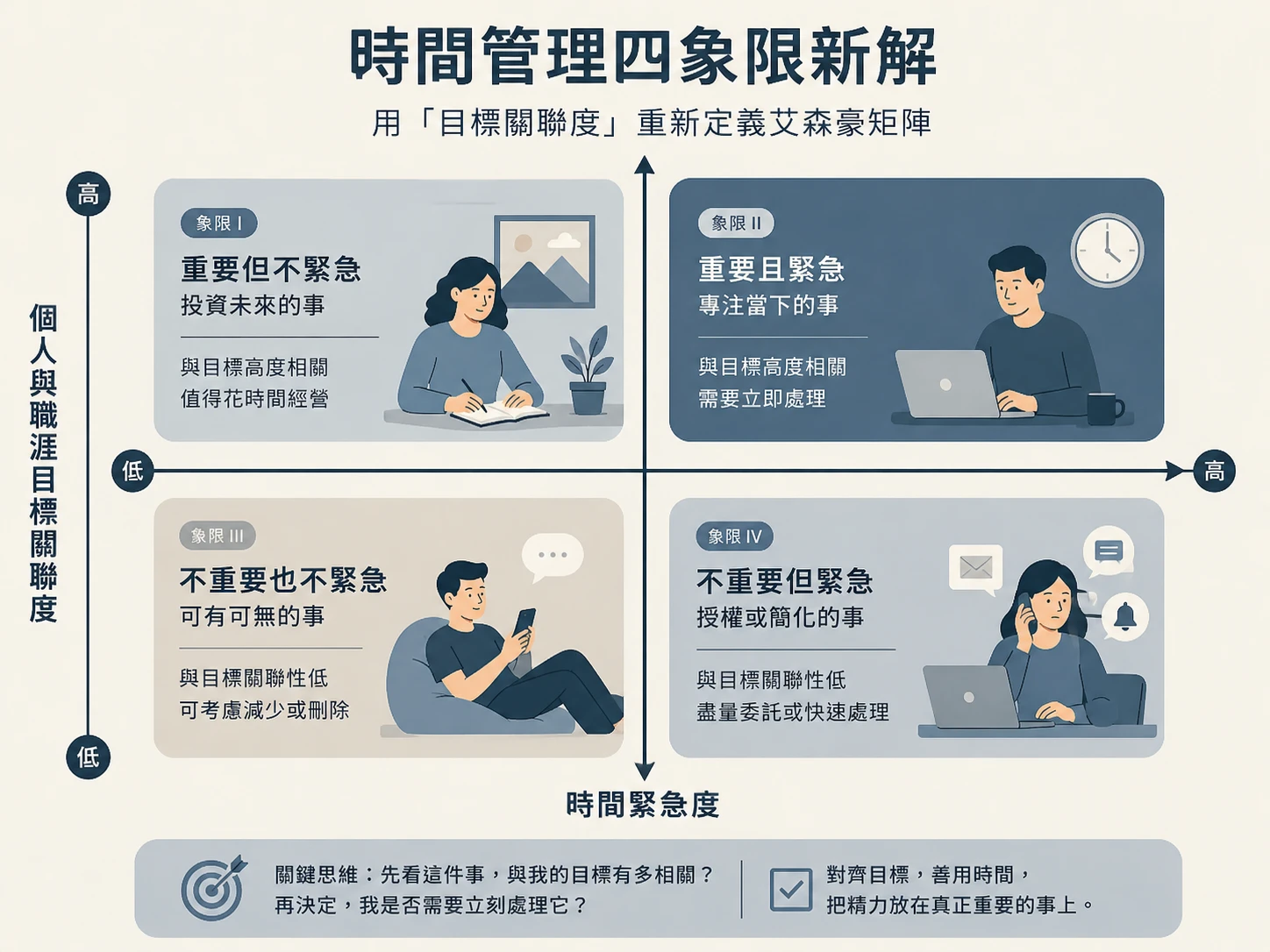 時間管理四象限新解,用目標關聯度重新定義艾森豪矩陣