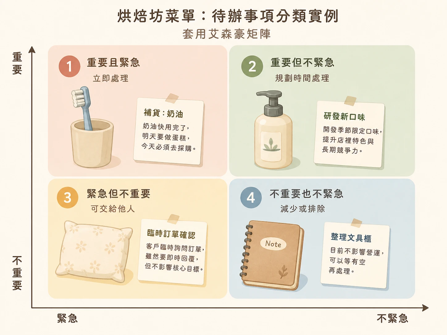 待辦事項分類實例套入艾森豪矩陣四象限